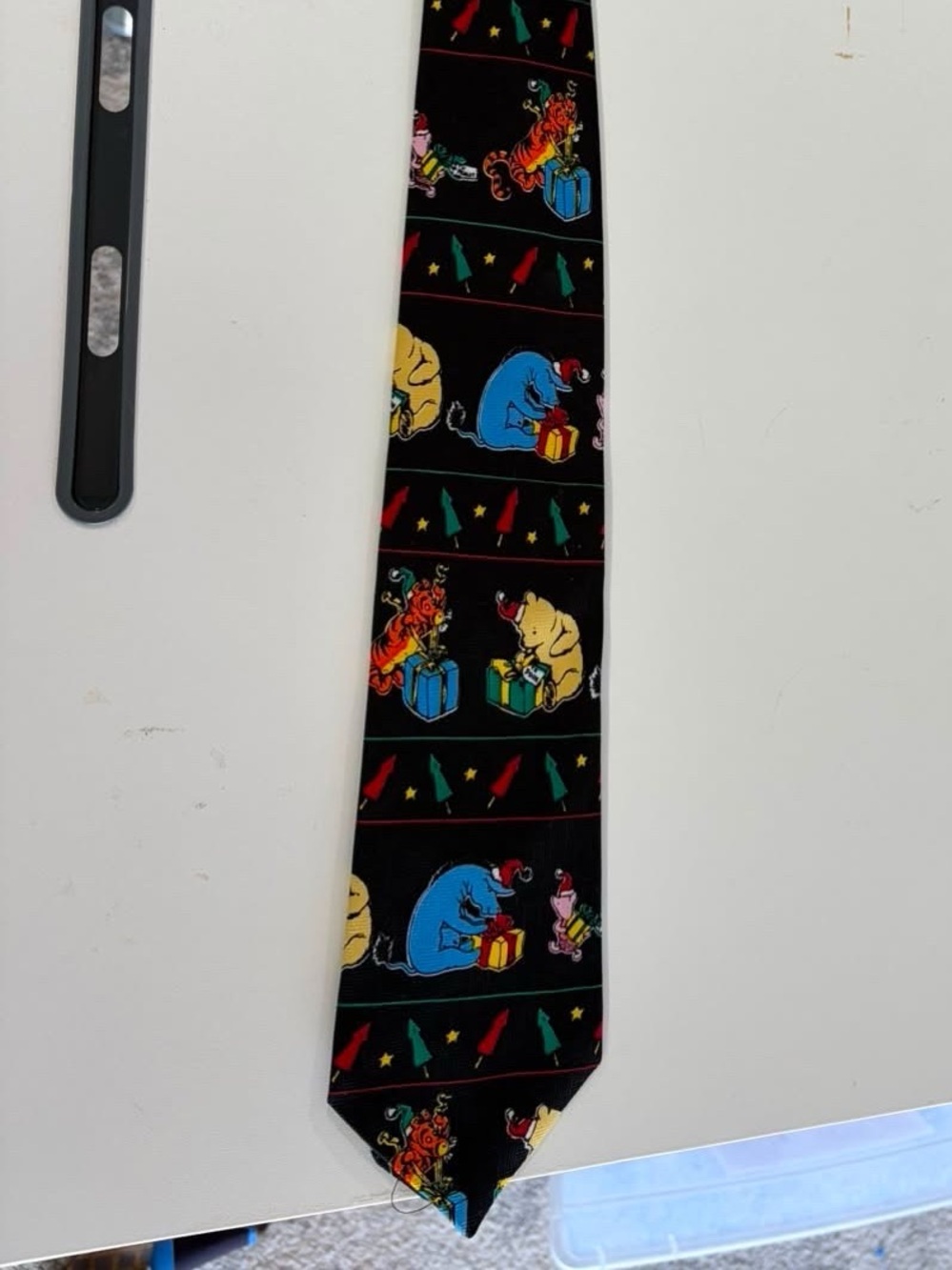 Classic Pooh vintage Black Holiday Novelty Tie with Colorful Winnie the Pooh